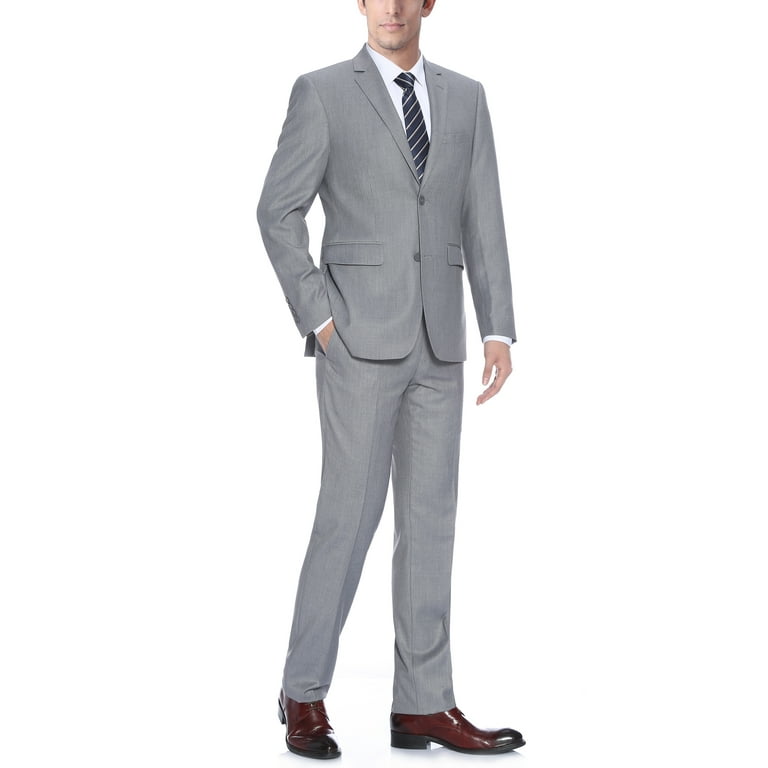 Men s Light Grey Classic Fit Two Piece Suit Walmart