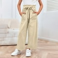 thumbnail image 7 of Bnwani Toddler Girl Pants Lace Up High Waist Pant Lightweight Pockets Casual Loose Long Trousers Size 4-13 Beige, 7 of 7