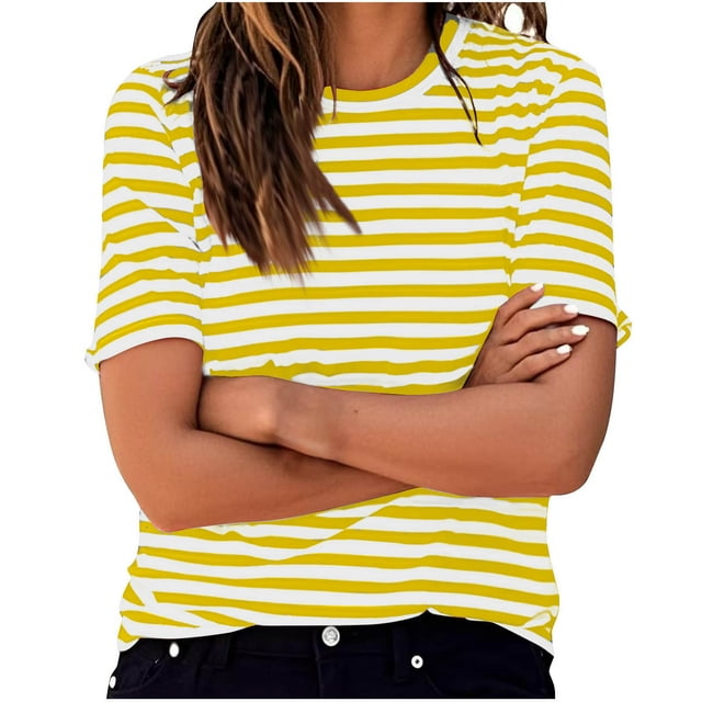 Liquidation! Hauts Grande Taille pour Femmes, Blouse à Manches Courtes d'Été pour Femmes, Mode Décontractée Confortable Imprimée à Manches Courtes Col Rond T-Shirt