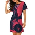 thumbnail image 2 of Wukai Rock Skull Imprimé Guitariste Chemise de Nuit à Manches Courtes pour Femmes, Robe de Sommeil Douce pour une Relaxation Confortable, Tenue Décontractée, 2 of 6