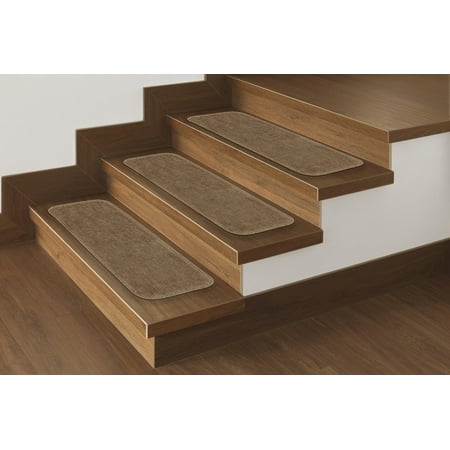 - Ottomanson Comfort Collection Soft Solid Non-Slip Plush Carpet Stair Treads, 5 Pack, 9