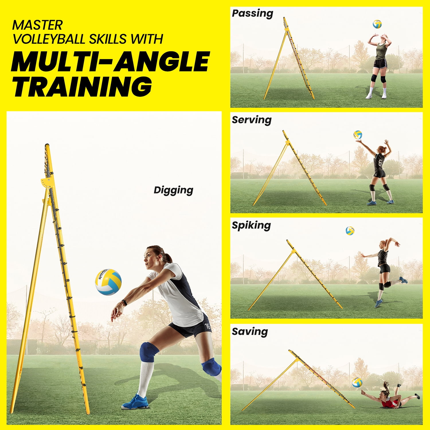 7x4FT Volleyball Rebounder Net,Angle Adjustable Volleyball Training Equipment for Hitting,Blocking,Serving,Setting