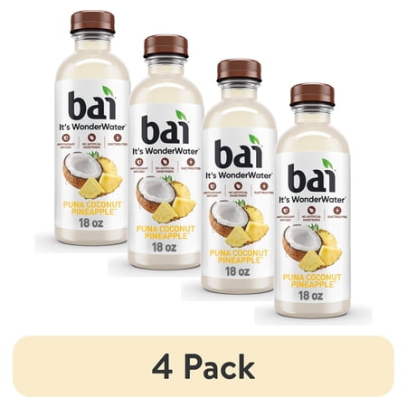 (4 pack) Bai Puna Coconut Pineapple Antioxidant Infused Water Beverage, 18 fl oz, Bottle