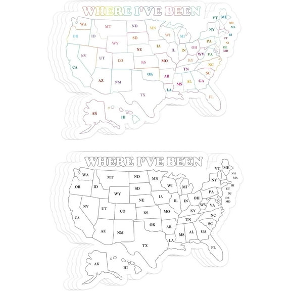 8pcs Where I've Been Map Sticker 3.8x4.8 Inch-Track Journal Labels Visited map Travel Sticker Coloring Travel Decal