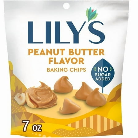 Lily's Peanut Butter Flavored No Sugar Added Baking Chips, Bag 7 oz pack of 1