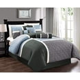 thumbnail image 2 of Chezmoi Collection 7-Piece Quilted Patchwork Comforter Set (King, Gray/Charcoal/Blue), 2 of 5