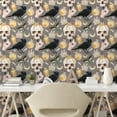 thumbnail image 2 of Ambesonne Occult Vibes Peel & Stick Wallpaper for Home, Raven Skull Moth Print, 13"x72", Pale Grey Cream Apricot, 2 of 5