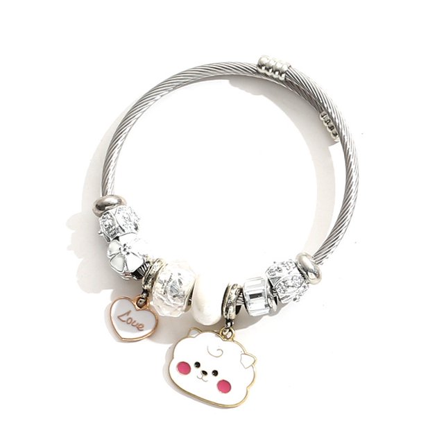 BTS BT21 Dibujos Animados Lindo Pandora Delicado Brazalete Pulsera Ajustable Colgante Cristal De Acero Inoxidable Accesorios De Moda Para Mujer Gao Jiahui unisex