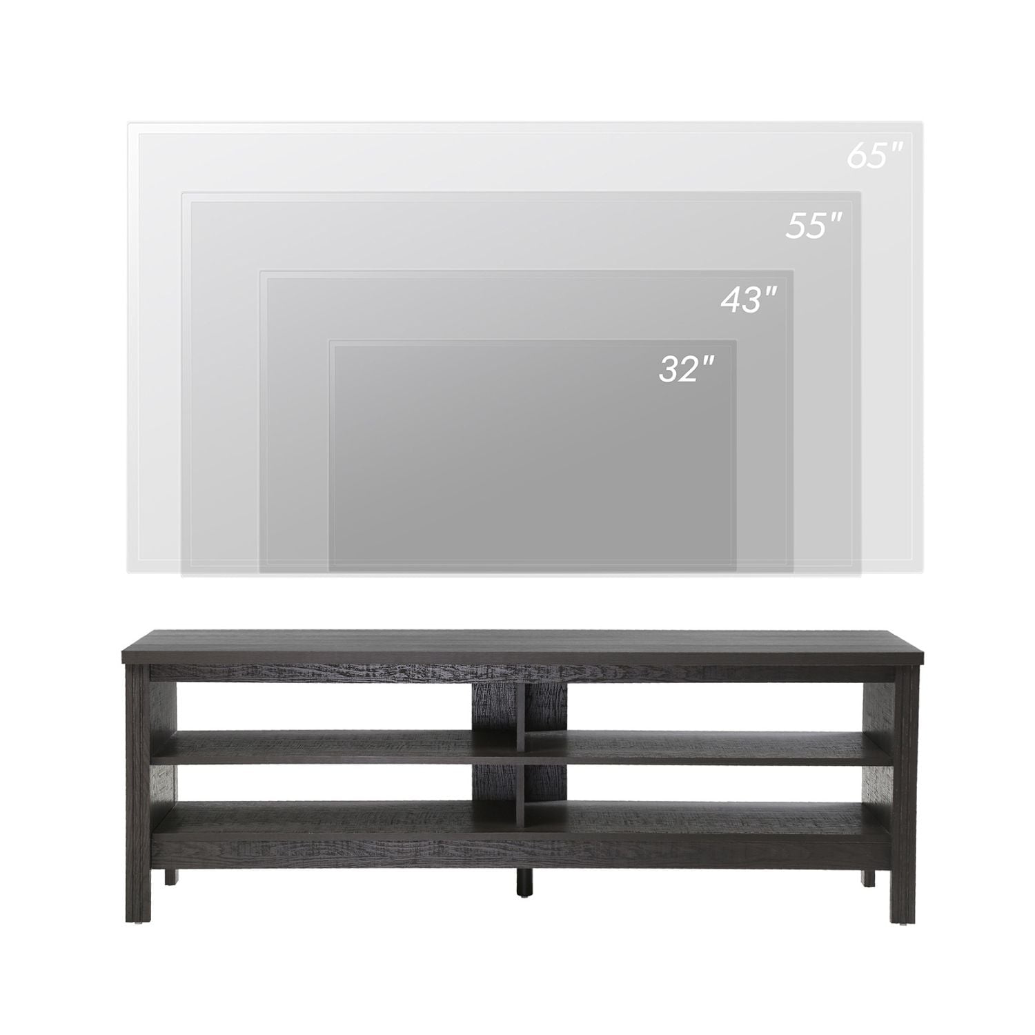 WAMPAT TV Stand for 55 inch TV, Entertainment Center Wood TV Media Console Table with 4 Storages & RGB LED Light for Living Room, Black