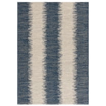 SAFAVIEH Courtyard Alexa Striped Indoor/Outdoor Area Rug, Beige/Navy, 6'7" x 9'6"