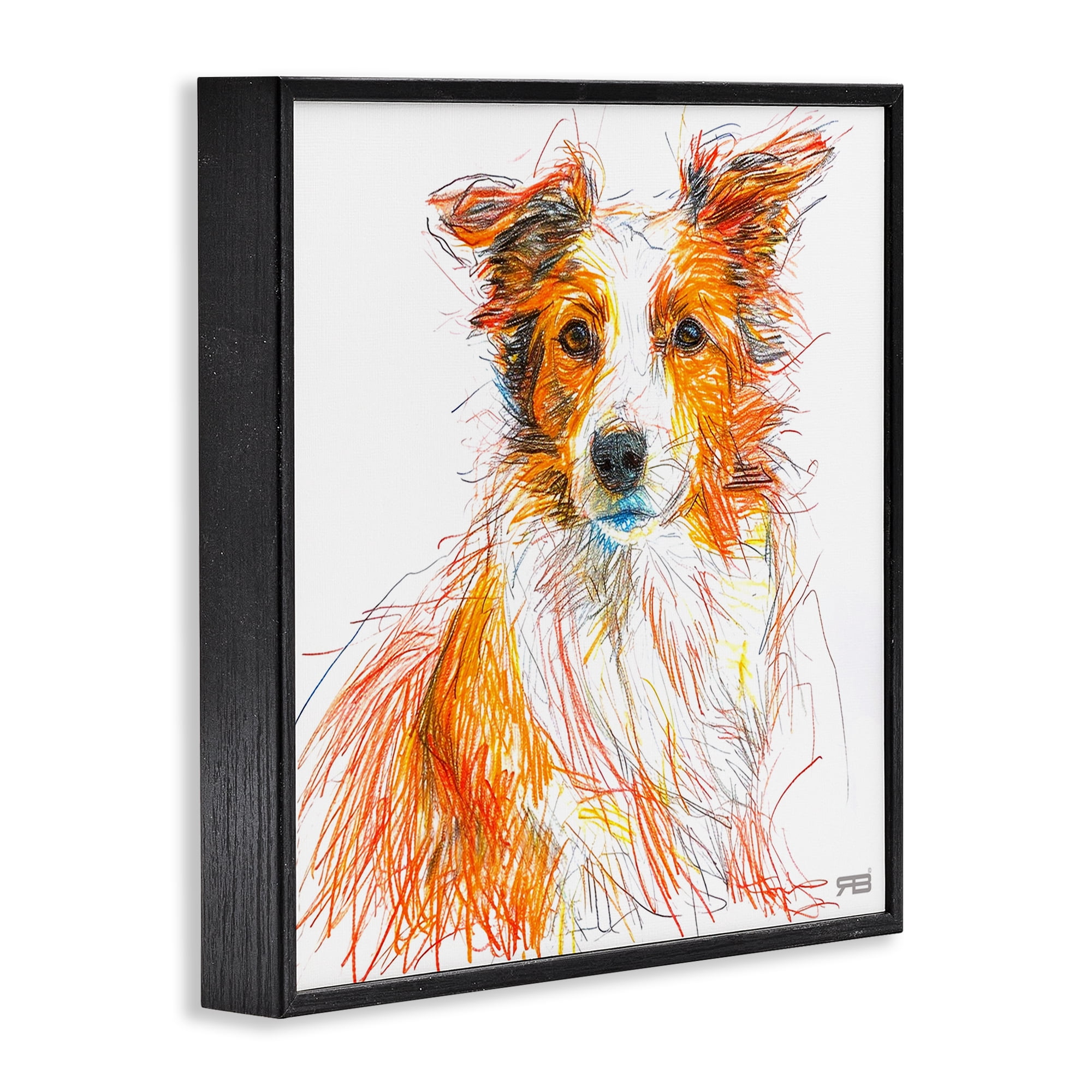 Stupell Industries Collie Dog Sketch Style Animals & Insects Painting Black Framed Art Print Wall Art, 12 x 12