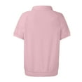 thumbnail image 5 of GXIPO Collared Shirts for Women Polo Style 3-Button Cotton Short Sleeve Casual Summer Tops Pink L, 5 of 5