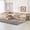 Natural, variant on MODERNLUXE Twin Size Platform Bed with Drawers, L Shaped 2 Beds in One, Natural