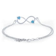 thumbnail image 4 of AFFY Heart & Round Shape Simulated Blue Topaz Infinity Heart Chain Bracelets In 14k White Gold Over Sterling Silver -8.5", 4 of 7