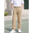 thumbnail image 4 of HILEELANG 4-15 Little/Big Boys and girls Chino Pants Straight Leg Button Front Twill School Uniform Everyday Wear Khaki 1 Pack,Size 13-14T, 4 of 13