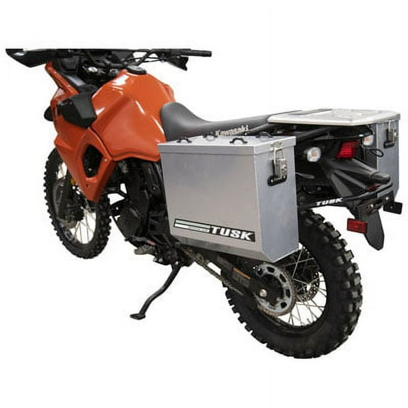 Aluminum Panniers with Pannier Racks Medium Silver Compatible With Kawasaki KLR650 2022-2023