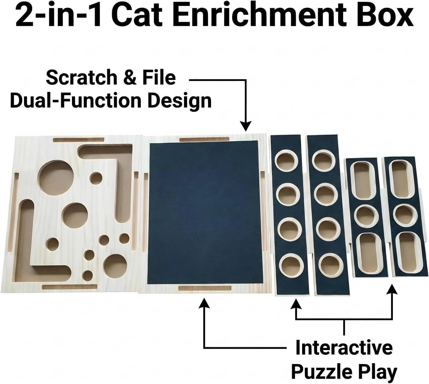 Cat Nail File Enrichment Box, Interactive Cat Scratch Puzzle Toys for Indoor Cats, Kitten Scratcher That Files Nails & Felt Maze Treat Box, Gifts for People Who Love Cats, Sandpaper Inside (1PC)