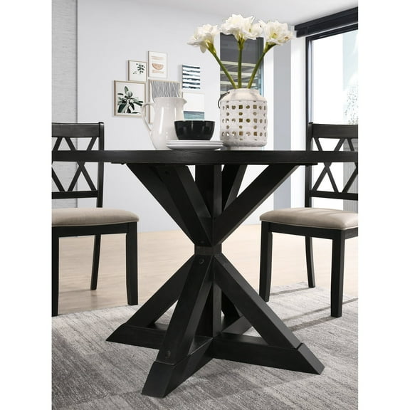 Newboti Furniture Windvale Cross-Buck Base Dining Table in Black 76142
