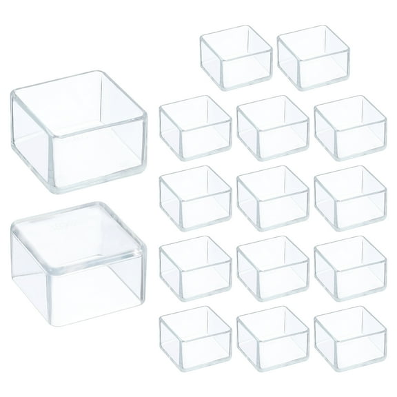 Uxcell 16 Pcs Silicone Chair Leg Floor Protectors 1.5 x 1.5 Inch Non-Slip Chair Leg Caps Covers for Hardwood Floors Reduce Noise and Scratches, Clear