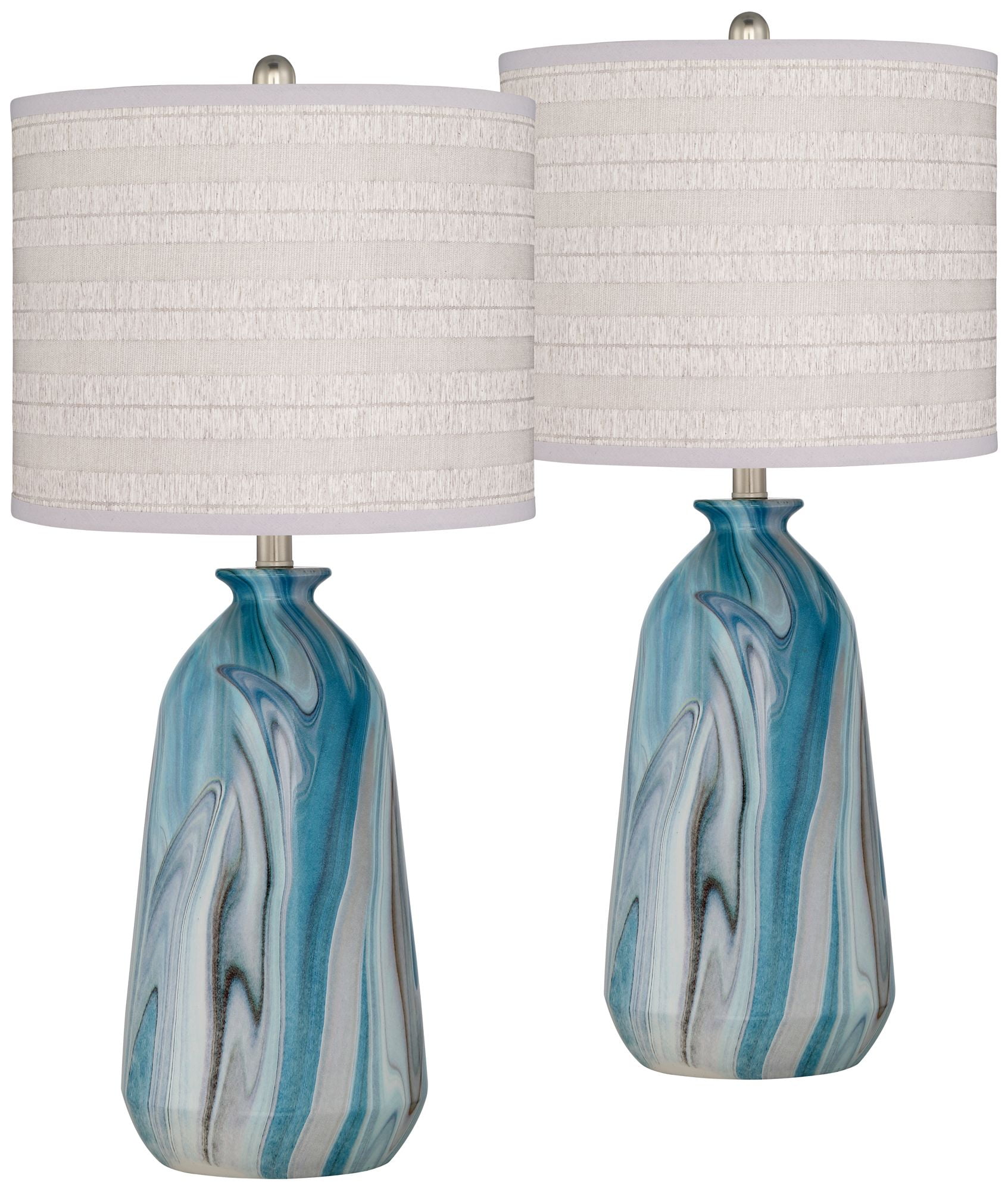 360 Lighting Modern Coastal Table Lamps 28" Tall Set of 2 Swirling Blue