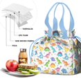 thumbnail image 4 of White Cartoon Colorful Dinosaurs Pattern Drawstring Lunch Bag Women - Drawstring Lunch Bag Insulated for Work Office - Stain-Resistant Large Lunchbags for Women with Multi-Pockets, 4 of 6