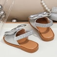 thumbnail image 6 of kpoplk Toddler/Little Kid Girls Dress Cross Strappy Open Toe Sandals Casual Flat Sandals with Ankle Strap(Silver,9.5), 6 of 7