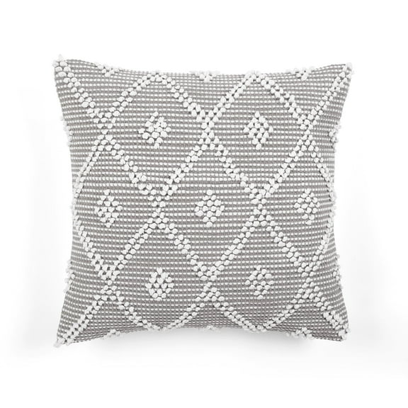 Lush Decor 20 in x 20 in Gray Woven Cotton Blend Decorative Pillow Cover