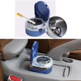 thumbnail image 2 of Cenicero de coche portátil con luz LED azul y tapa, azul Afortunado Sencillez, 2 of 3
