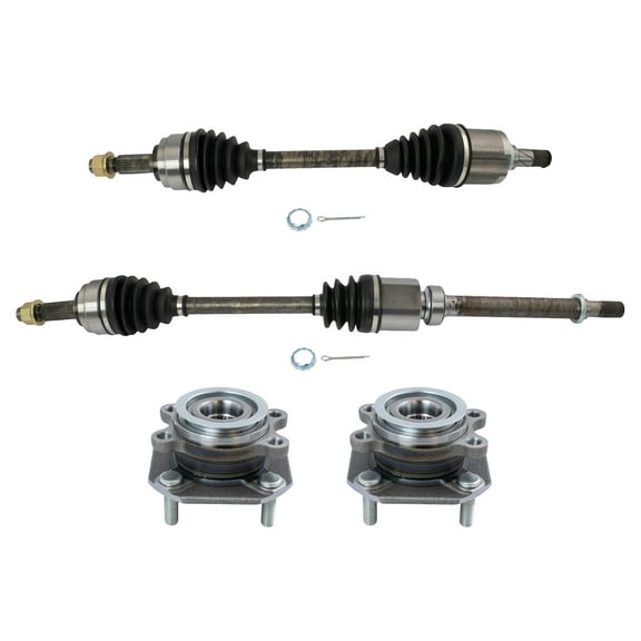 TRQ Front CV Axle Shaft Assembly Wheel Hub Bearing Set 4pc for 07-12 Sentra 2.0L PSA28582