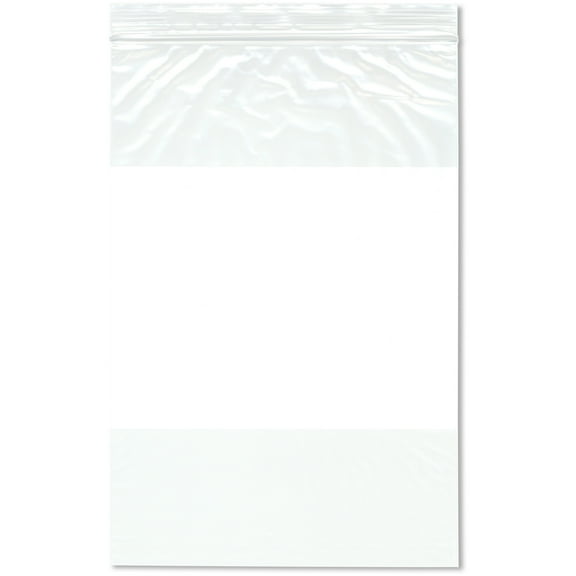Plymor 8" x 12" (Pack of 100), 2 Mil White-Block Zipper Reclosable Plastic Bags