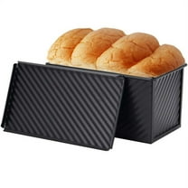Pullman Loaf Pan with Lid, 0.99Lb Rectangular Toast Box Mold, 8.4 x 4.7 x 4.3-Inch Nonstick Bough Box for Homemade Bread Baking (Black)