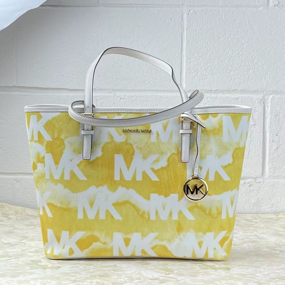 Michael Kors Yellow Eliza Printed Large Tote