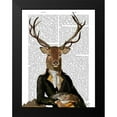 thumbnail image 2 of Fab Funky 19x24 Black Modern Framed Museum Art Print Titled - Deer in Chair, 2 of 5