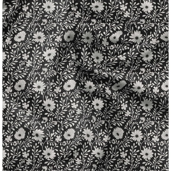 Soimoi Pure Silk Black Fabric By the Yard - 42 Inch Wide - Florals Print Fabric - Elegant and Timeless Patterns for Fashion and Home Decor Printed Fabric