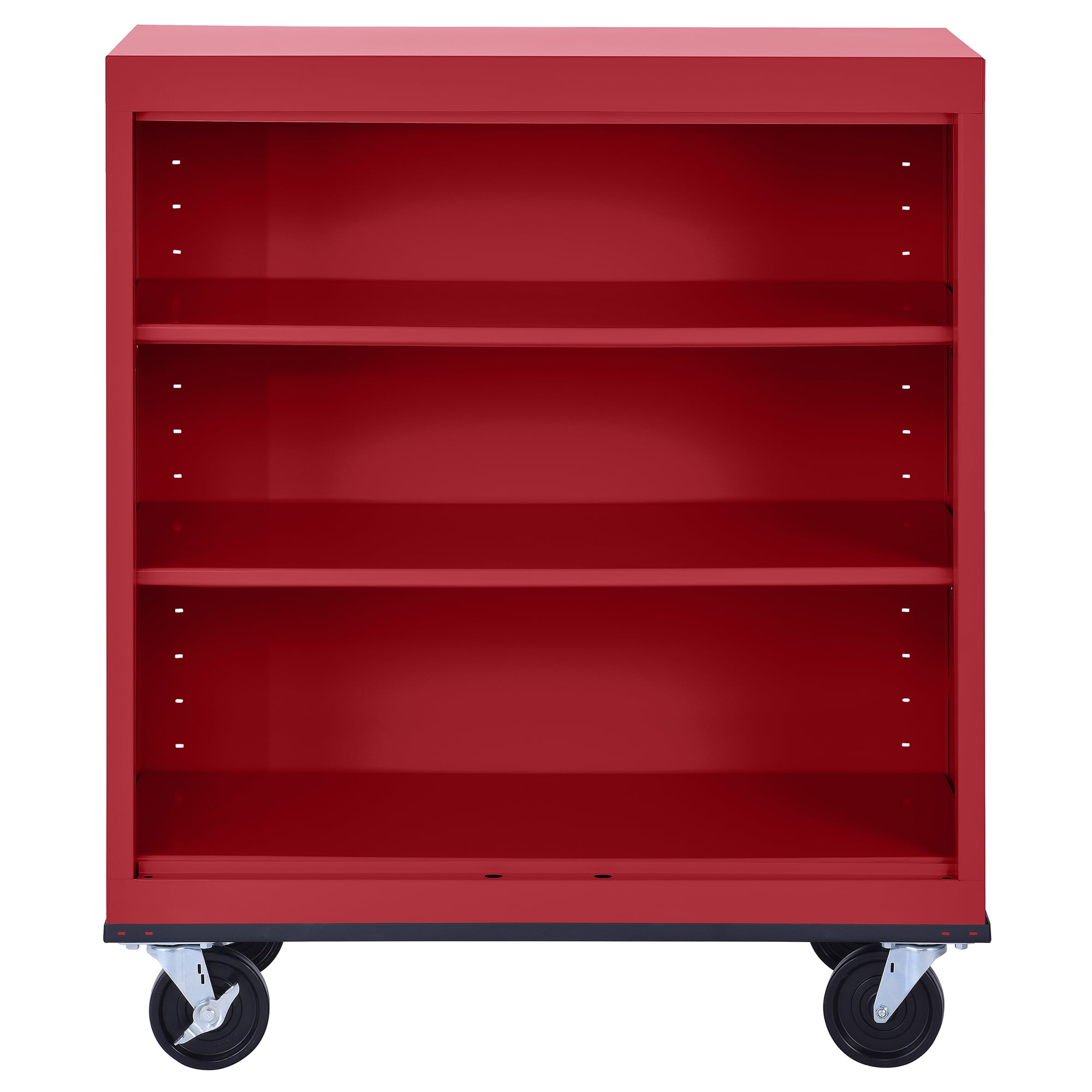 Sandusky Metal 3-Shelf Cart Bookcase with Adjustable Shelves in Red (42 in.)