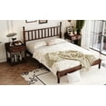 thumbnail image 3 of Euroco Wood Retro Style Queen Size Platform Bed with Slats for Living Room, Walnut, 3 of 8