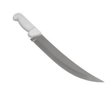 Soro Essentials- 10" High Carbon Steel Curved Cimeter Steak Knife with White Color Handle- Curved Butcher Knife for Meat Cutting Meat Trimming Butcher Knife with Ergonomic Handle