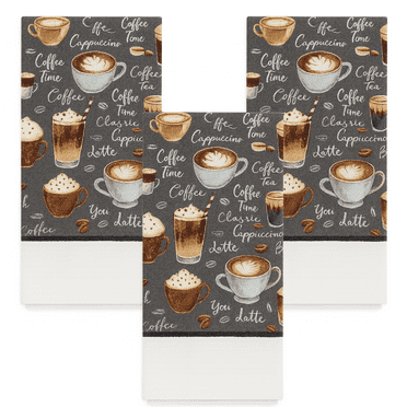 Dish Towels - Kitchen Towels Coffee Themed - 3 Pack - Gifts for women
