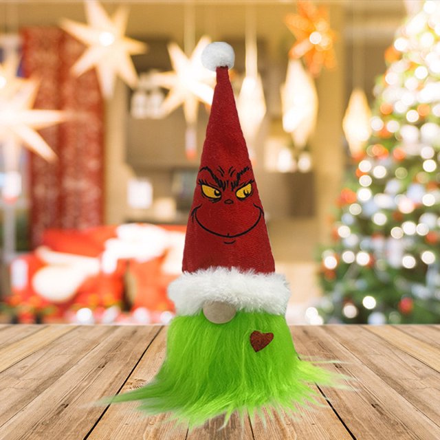 Muñecos de pie sin rostro Grinch, figuras de elfos navideños de gnomo, 28cm para fiesta de Navidad