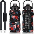 thumbnail image 1 of Half Gallon Water Bottle with Sleeve 64 OZ Water Bottle with Straw & Time Marker to Drink Leakproof Motivational Water Jug with Insulated Holder for Women Men Workout Gym Sport, 1 of 6