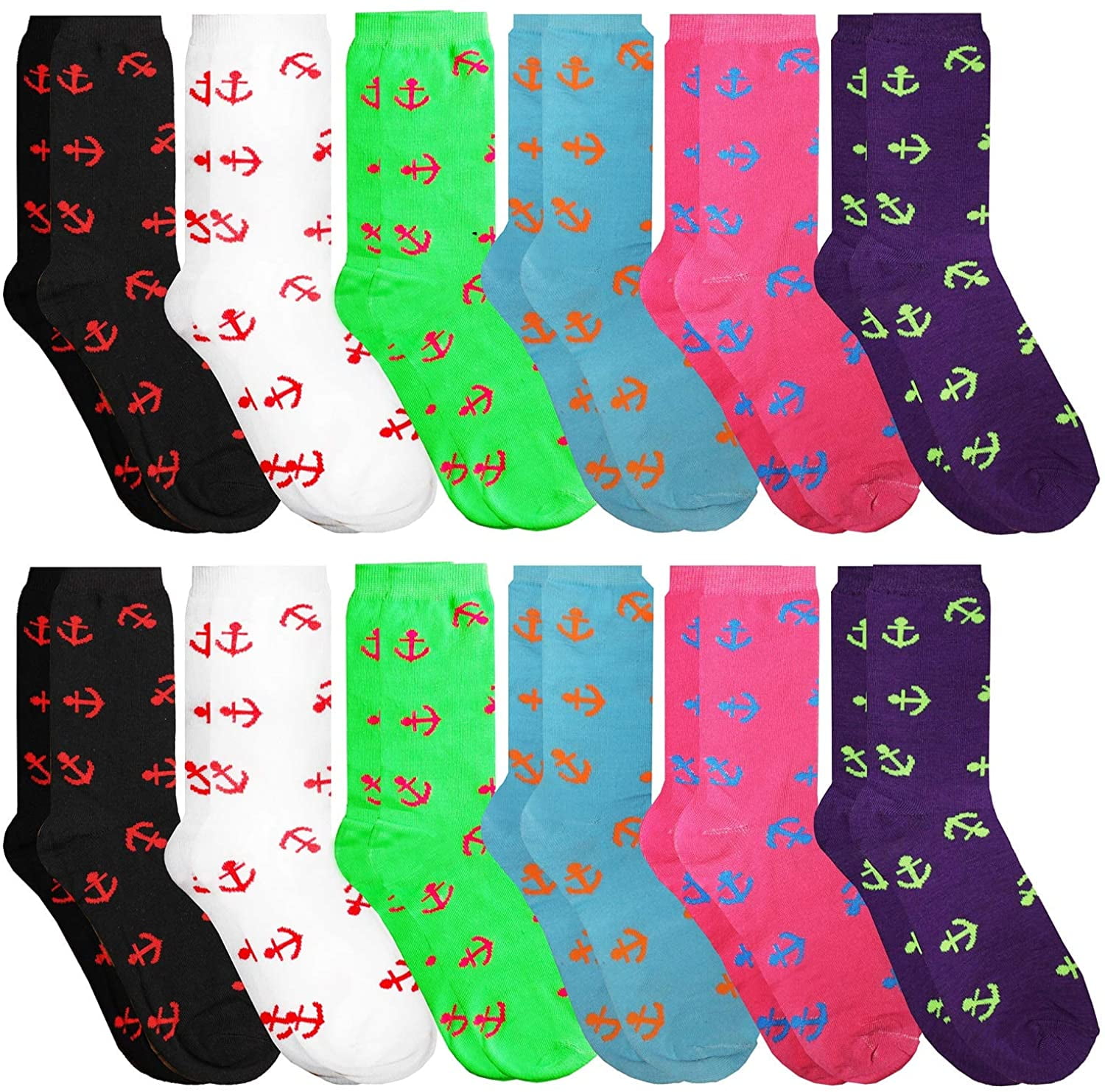 Casual Socks Crew Socks Anchor Fish Printed Funny Novelty Sock Dress Socks Hosiery For Women Girls 