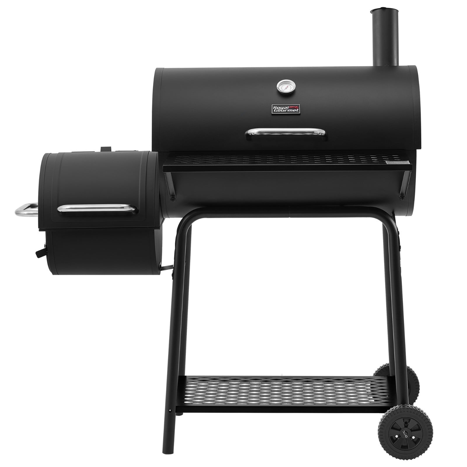 28-Inch Barrel Charcoal Grill with Offset Smoker,855 Sq, Black