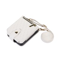 Allytech Galaxy Z Flip5 Wallet Case, With Zipper Pocket Shoulder Strap Hand Wrist Cards Holder Wallet Case Cover for Samsung Galaxy Z Flip5 - White