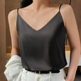 thumbnail image 2 of WCMZJ Womens Silk Satin Tank Tops V Neck Camisole Spaghetti Strap Top Summer Basic Blouse Black M, 2 of 5