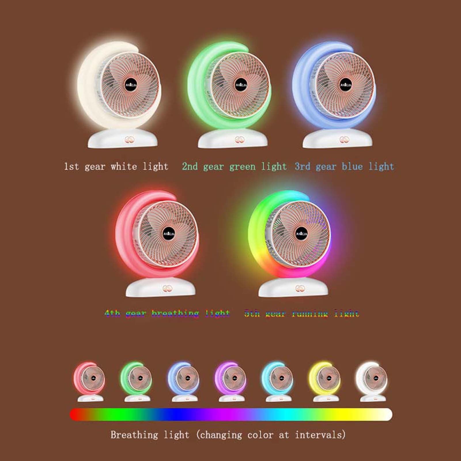 Inerposs USB Rechargeable Running Horse Lamp Electric Fan with 3 Speed Wind, Sleep Mode, and Colorful Light Options for Portable Office, Dormitory Use.