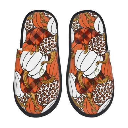Balery Various Pumpkins Slient Indoor Furry Fleece Comfort House Shoes Soft Non-Slip Home Shoes Cotton slippers House Slippers-- Medium