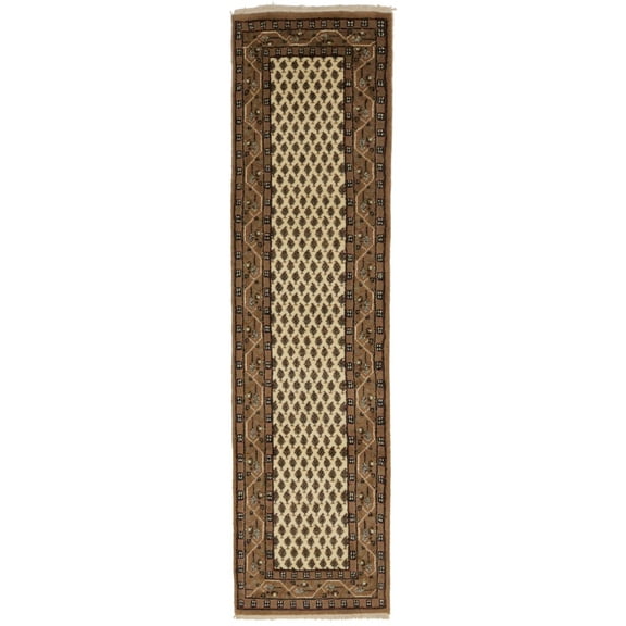 Cream Floral 2'4X9 Indo Botemir Oriental Runner Rug