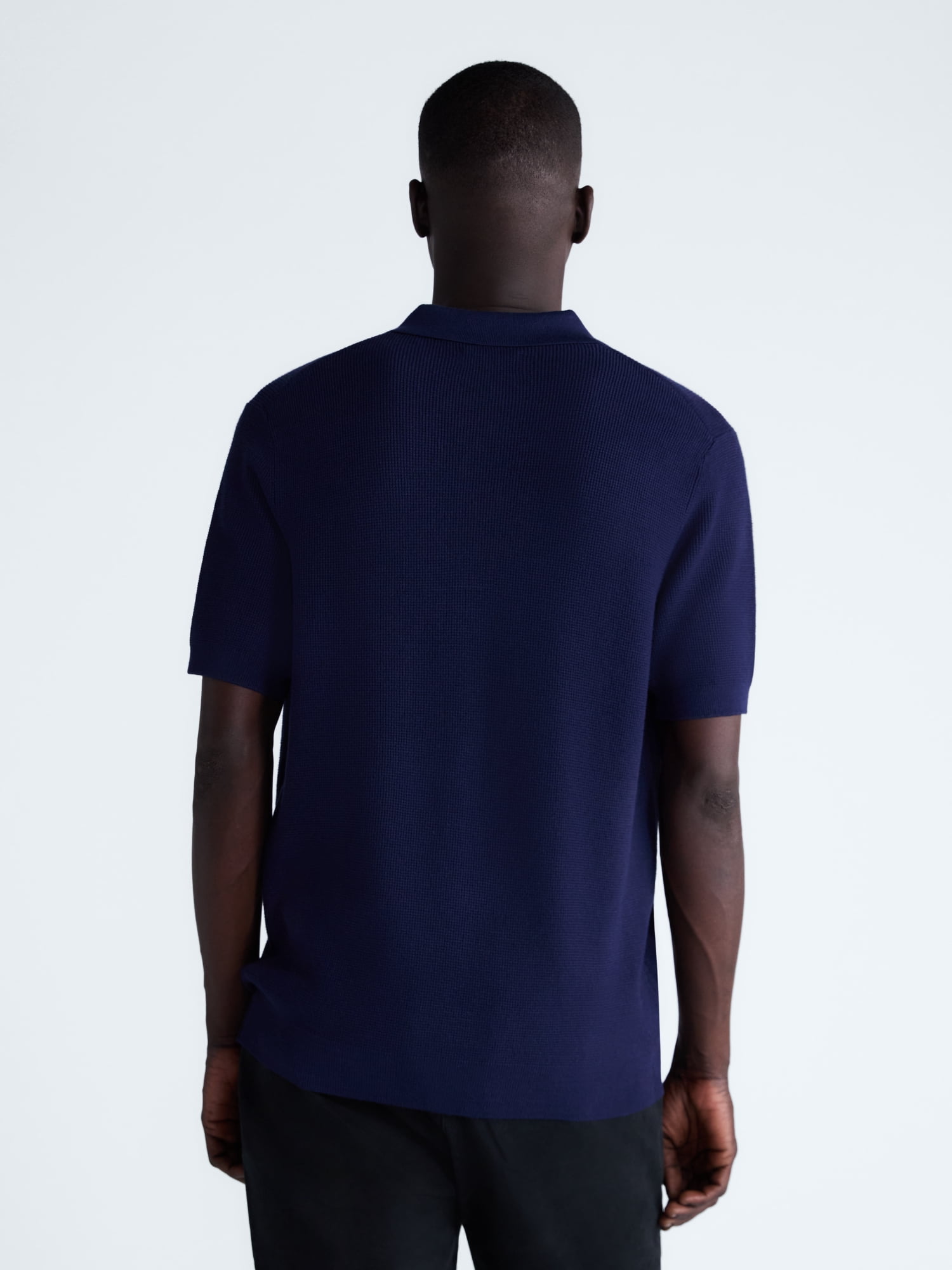 Free Assembly Men's Textured Polo Sweater with Short Sleeves, Lightweight, Sizes XS-3XL