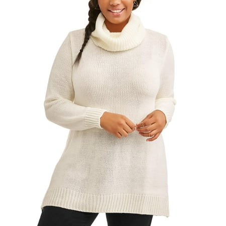 Junior Plus Cowl Neck Sweater with Back Bow Detail