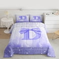 thumbnail image 2 of jejeloiu Purple Monogrammed D Twin Comforter Sets,Ribbon Bowknot Bow Bedding Set For Girls Teens Reversible 2-Piece, 2 of 8